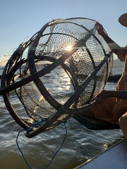 Filet de pêche traditionnel au lac Inle, Myanmar	