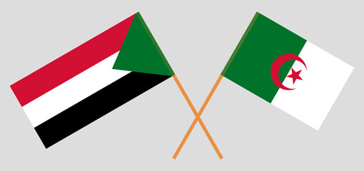 Crossed flags of Algeria and Sudan