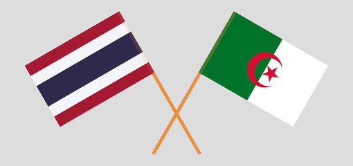 Crossed flags of Algeria and Thailand