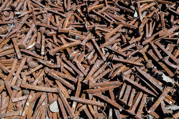 A Pile of Steel Railroad Nails