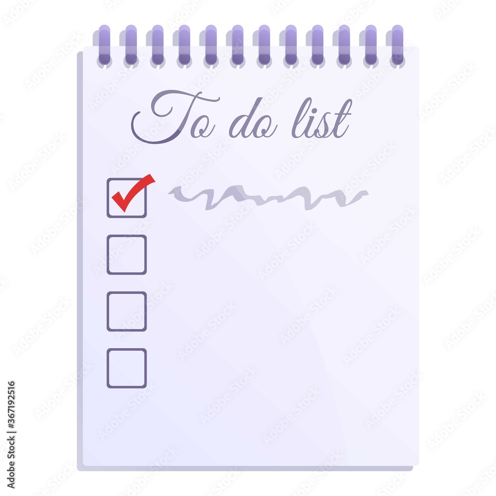 Poster to do list notebook icon. cartoon of to do list notebook vector icon for web design isolated on whit