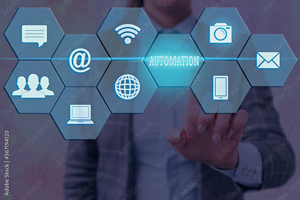 Poster writing note showing automation. business concept for automatically controlled operation of an appar