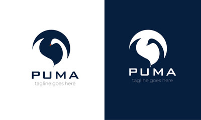 Duck logo design vector in white background.Duck logo design in circle shape .minimal logo concept in negative space 