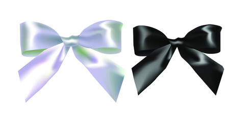 Vector realistic illustration of black and white bow.