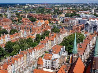 Obraz premium the city of Danzig photographed from above from the Marienkirche in fine weather