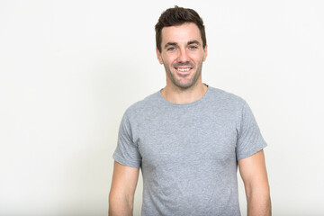 Obraz premium Portrait of handsome Hispanic man with beard stubble