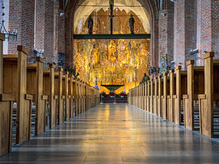the golden amber altar of the brigitten church in gdansk