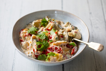 Chunky courgette and tomato salad with yogurt