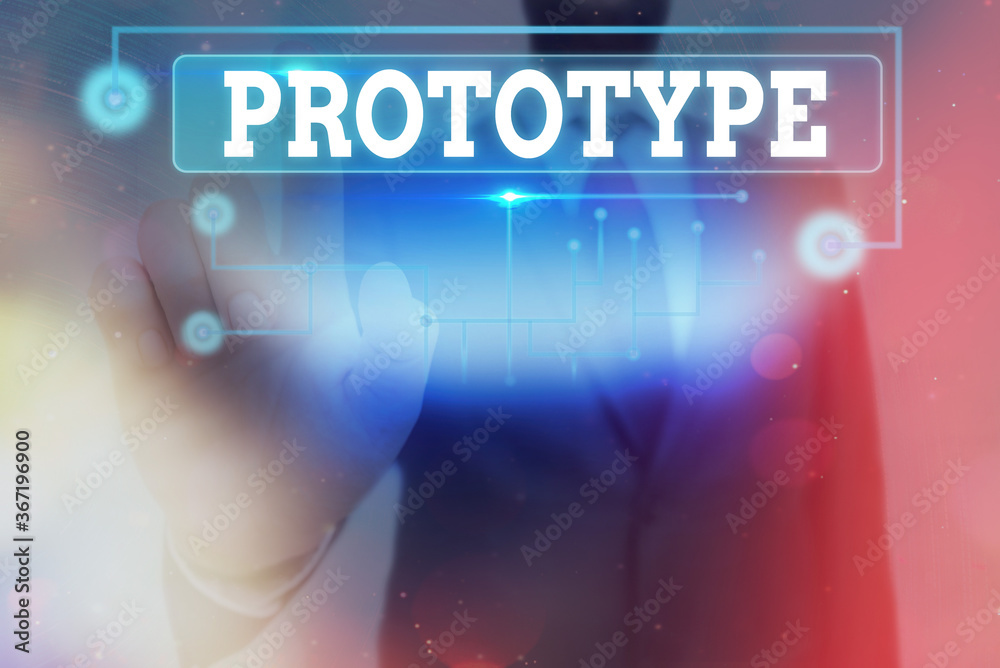 Poster conceptual hand writing showing prototype. concept meaning first and usually functional form of a ne