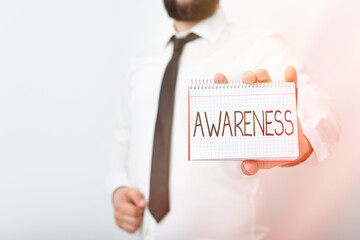 Handwriting text writing Awareness. Conceptual photo quality or state of being aware of knowledge...