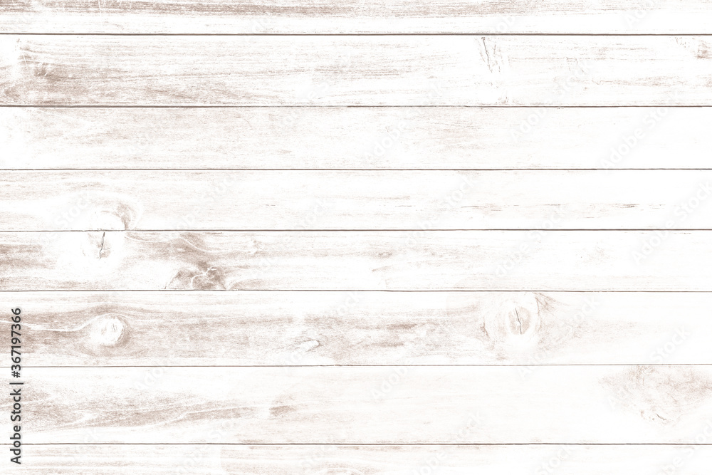 Wall mural white wood plank wall texture background. Top view wooden board old natural pattern.