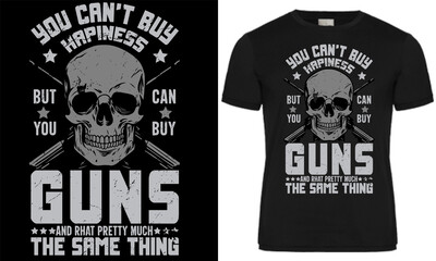 skull and crossbones icon It's Gun T-shirt Design
