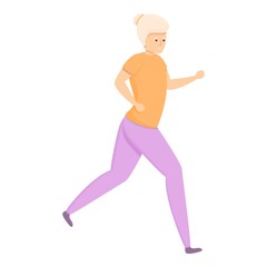 Running old woman icon. Cartoon of running old woman vector icon for web design isolated on white background