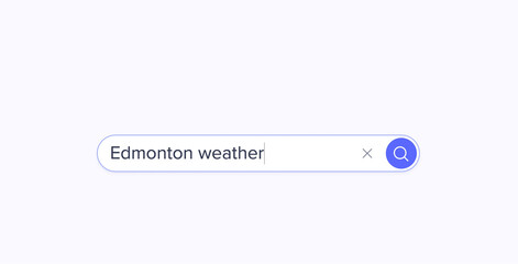 Searching for information about Edmonton weather in the Internet browser. Typing in a search line on the computer. Searching Browsing Internet. Data Information Networking Concept with search bar