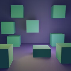 multi-colored volumetric 3d geometric shapes. abstract background of rendered.