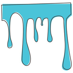 Vector illustration stain of paint. The dripping liquid. Paint flows on the wall. Dripping  ink cartoon style on white isolated background.