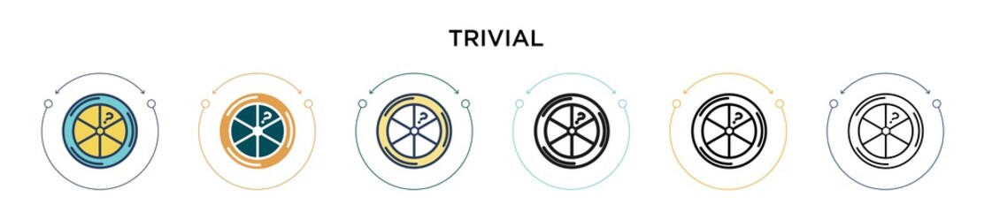 Trivial icon in filled, thin line, outline and stroke style. Vector illustration of two colored and black trivial vector icons designs can be used for mobile, ui, web