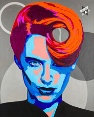 Conceptual modern art portrait painting of a transgender person