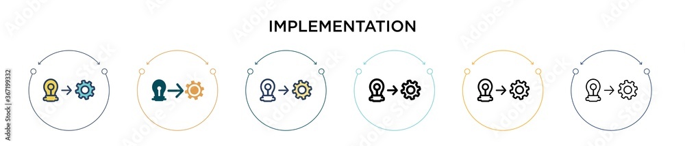 Poster implementation icon in filled, thin line, outline and stroke style. vector illustration of two color