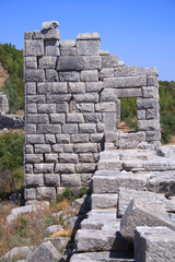 Part of an ancient tower of the great walls of Ancient Messini in Greece 