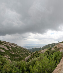 Fototapeta na wymiar High angle view from Montserrat mountain towards Esparreguera, Catalonia, Spain.