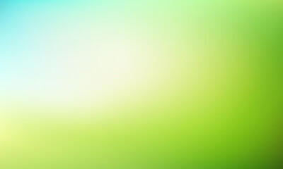 Abstract nature blurred background. Green gradient backdrop with sunlight. Ecology concept for your graphic design, banner or poster. Vector illustration