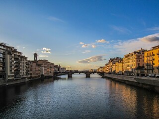 Ponte Vecchio on the Arno River in the morning