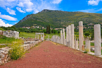Ancient Greek Stadium columns in Ancient Messini