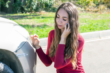 girl notices fresh scratches on the bumper of the car and is upset, then she calls the police and...