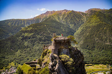Fototapeta na wymiar Forte di Fenestrelle , Garitta del Diavolo , Torre di avvistamento 