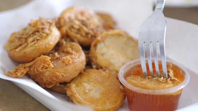 Deep Fried Vietnamese Pork Sausage with Dipping Sauce