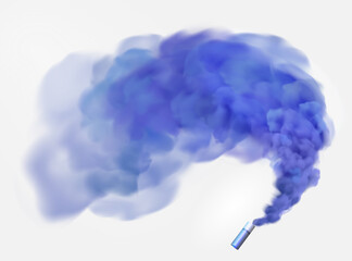 Color blue festive smoke bomb.Football fans torch firework. isolated fog or smoke, transparent special effect. Bright magic cloud.Vector element for your design.