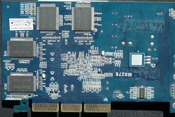 Close-up micro chip on a circuit board