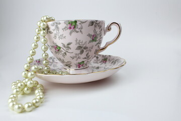Vintage teacup with pearls