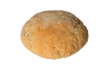 Whole grain rye-wheat hearth bread, isolated on white