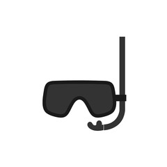 Snorkel, isolated on white background. Diving mask, snorkel. Fins, scuba mask and tube. Diving equipment objects. Underwater swimming. Vector