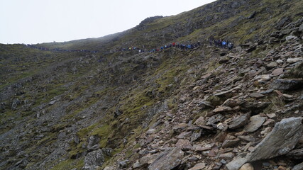 Human trail rocks in the mountains