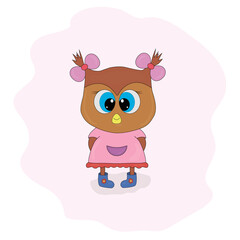 Cute cartoon owl girl