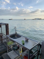 Évier d'une cuisine en bord de mer à George Town, Malaisie