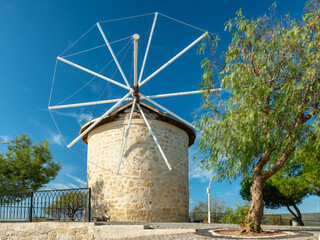Fototapeta na wymiar Traditional windmills in Alacati, Izmir province, Turkey.