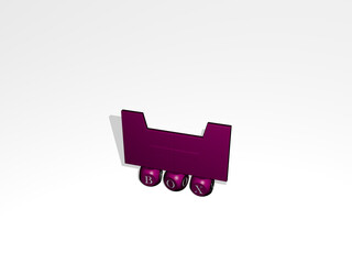 3D illustration of BOX graphics and text made by metallic dice letters for the related meanings of the concept and presentations. background and gift