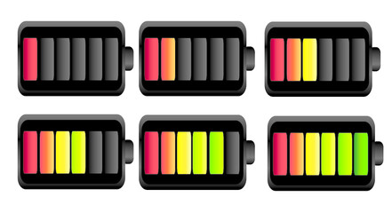 illustration set batteries with different charge levels