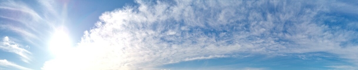 Beautiful panoramic view of blue sky with patch of white clouds, Blaxland Riverside Park, Sydney,...