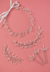 hair accessories and pink background
