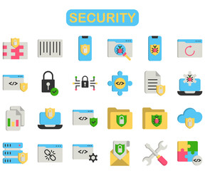 security icon set, flat style