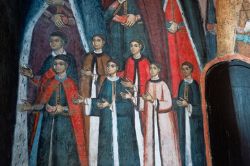 Naklejka premium Details of the frescoes at the Cozia Monastery in Romania
