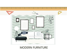 modern interior design bill board on white background