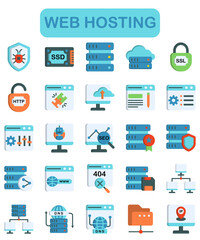 web hosting icon set, flat style