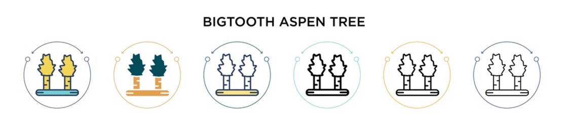 Bigtooth aspen tree icon in filled, thin line, outline and stroke style. Vector illustration of two colored and black bigtooth aspen tree vector icons designs can be used for mobile, ui, web