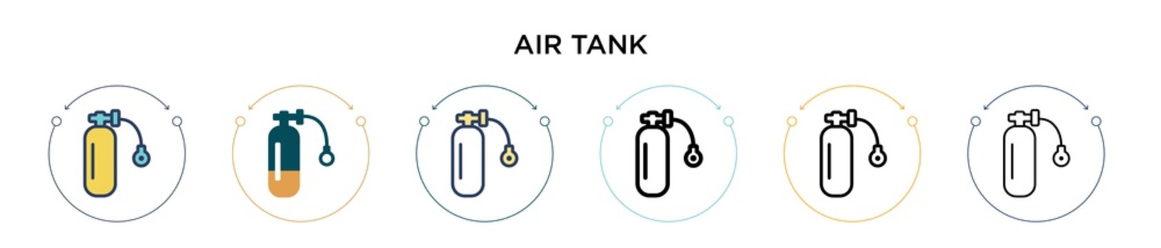 Air tank icon in filled, thin line, outline and stroke style. Vector illustration of two colored and black air tank vector icons designs can be used for mobile, ui, web
